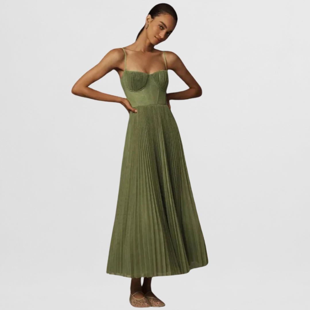 Mathilda | Chic Plissée Midi-Kleid