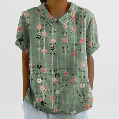 Heide | Bluse aus geblümtem Leinen