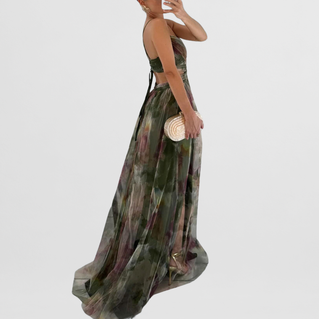 Finja | Blumenmuster Maxi-Kleid