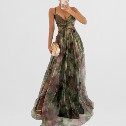 Finja | Blumenmuster Maxi-Kleid