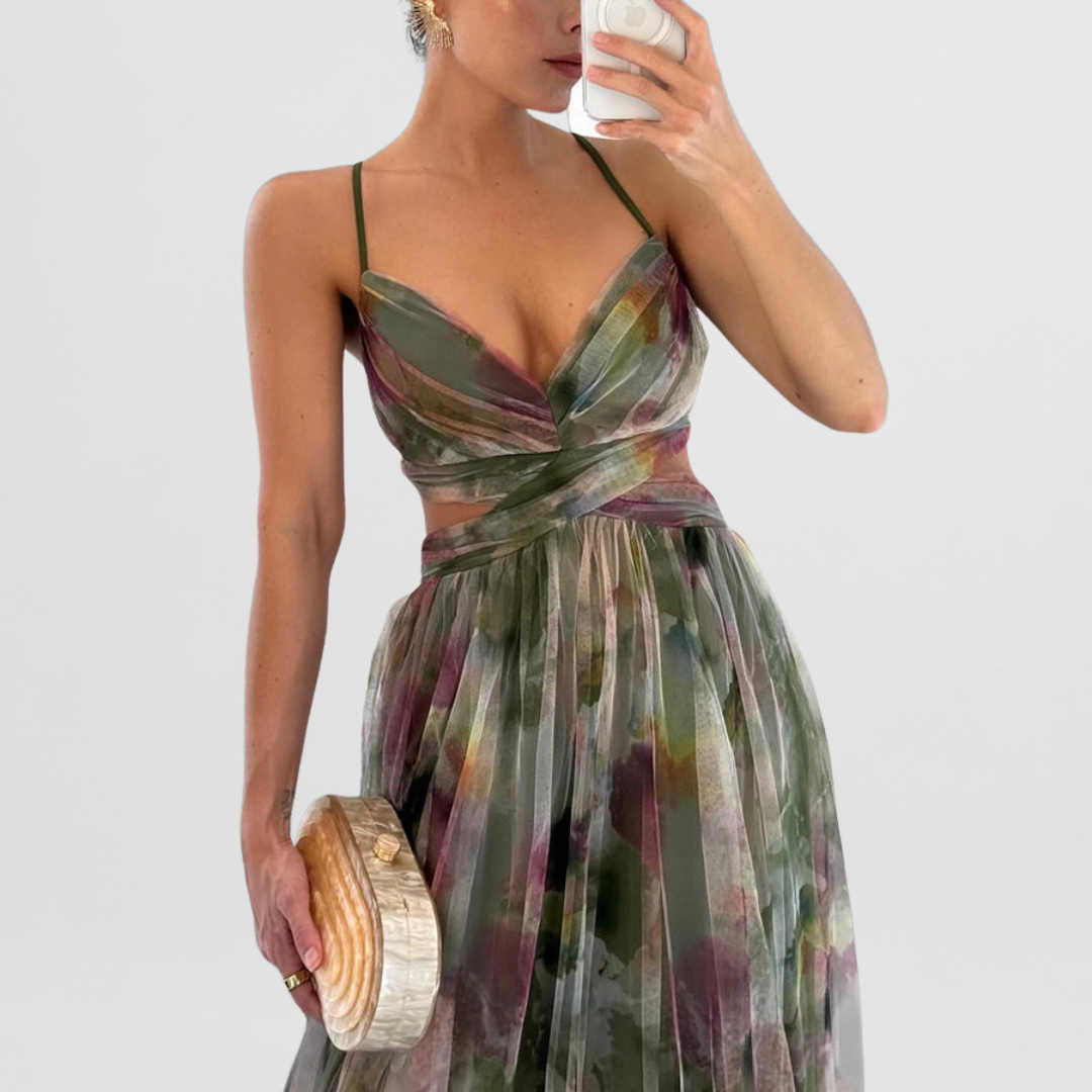 Finja | Blumenmuster Maxi-Kleid