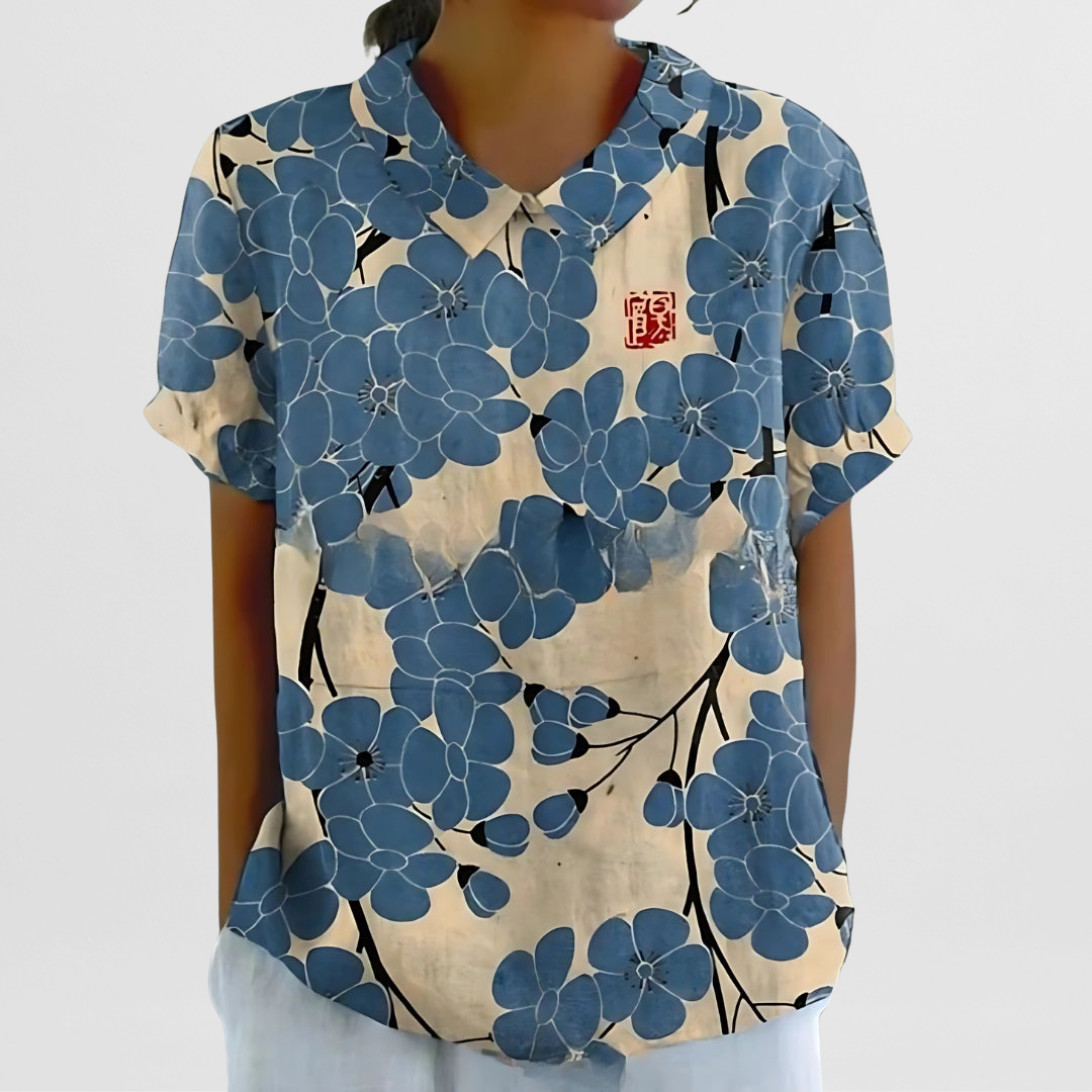 Heide | Bluse aus geblümtem Leinen