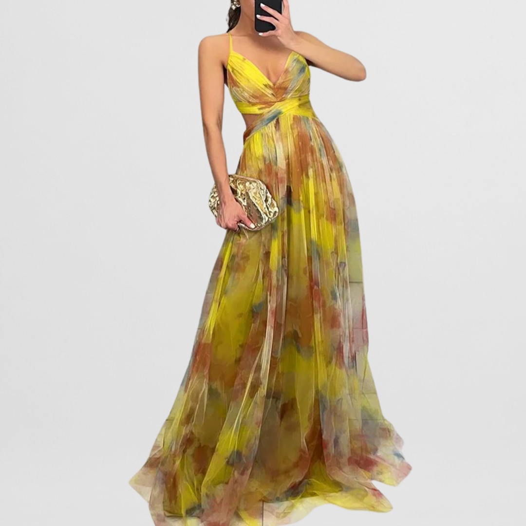 Finja | Blumenmuster Maxi-Kleid