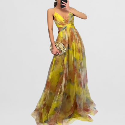 Finja | Blumenmuster Maxi-Kleid