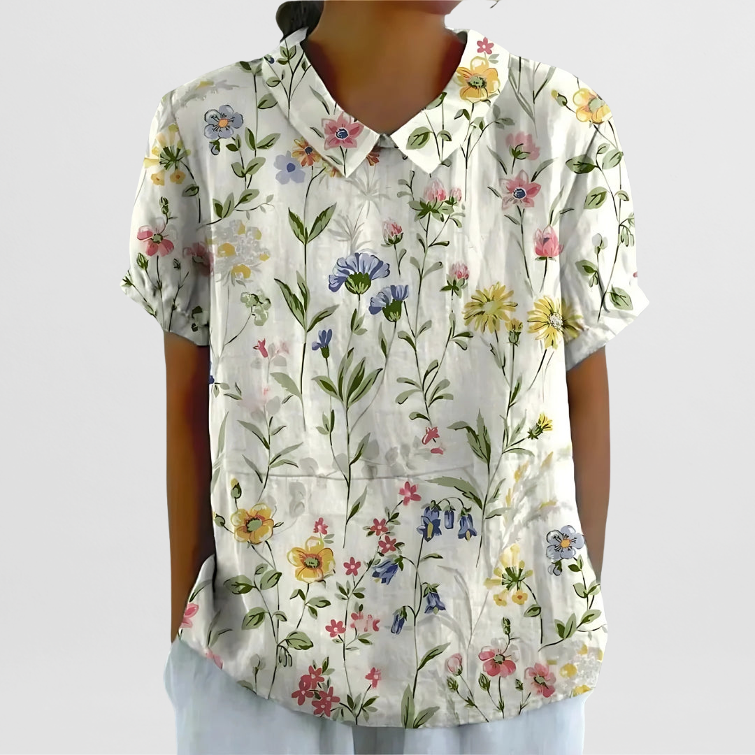 Heide | Bluse aus geblümtem Leinen