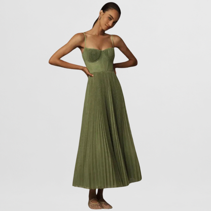 Mathilda | Chic Plissée Midi-Kleid