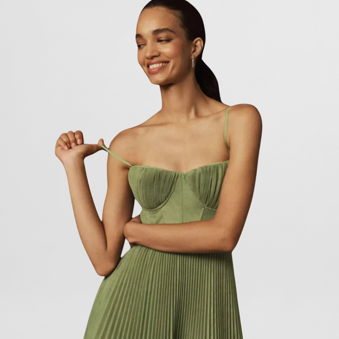 Mathilda | Chic Plissée Midi-Kleid
