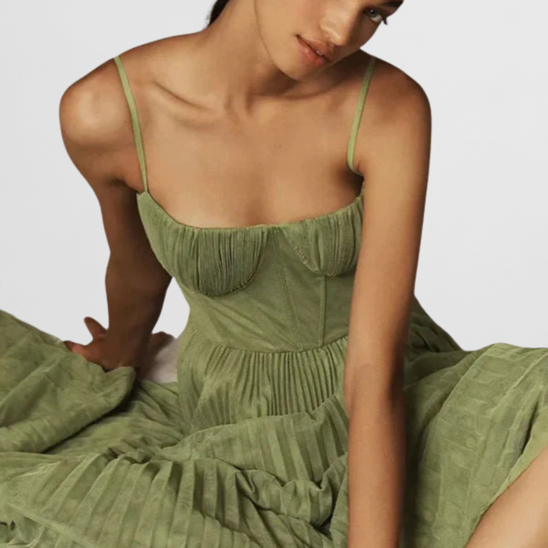 Mathilda | Chic Plissée Midi-Kleid