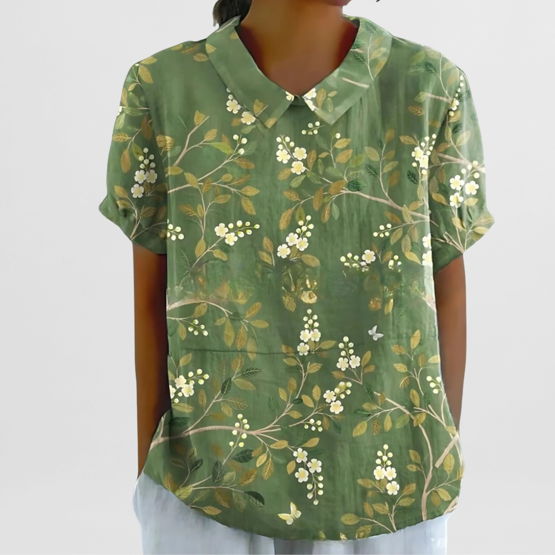 Heide | Bluse aus geblümtem Leinen