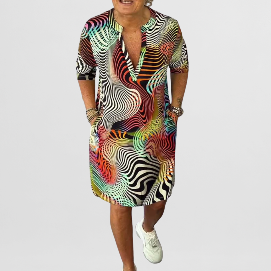 Vivi | Buntes V-Ausschnitt Kleid