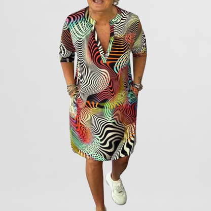 Vivi | Buntes V-Ausschnitt Kleid