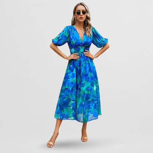 Amelie | Buntes V-Ausschnitt Kleid