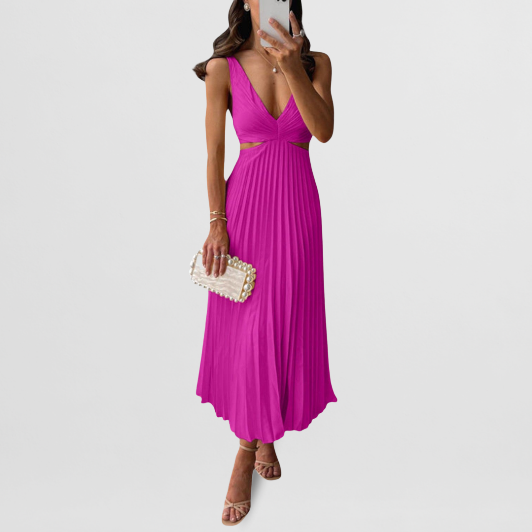 Carina | Plissiertes Midi-Kleid