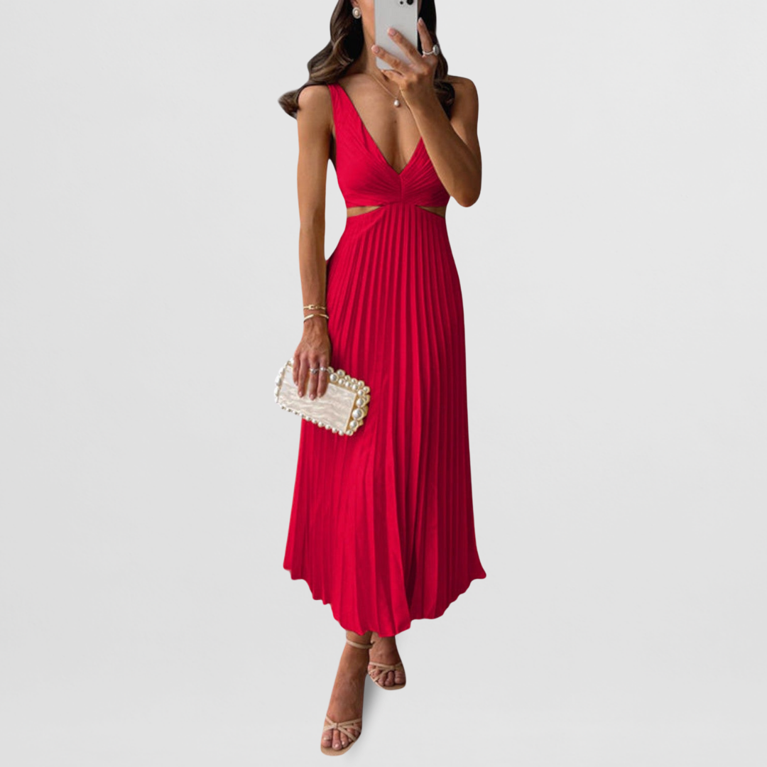 Carina | Plissiertes Midi-Kleid