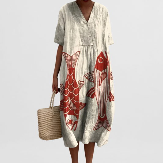 Doretta | Kleid mit Fischmuster