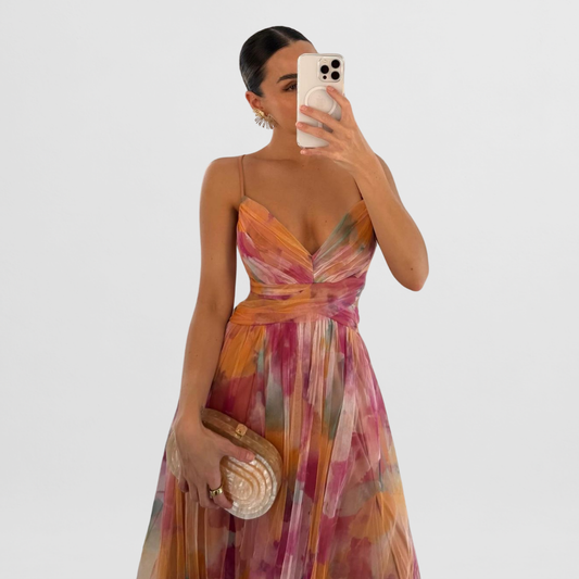 Finja | Blumenmuster Maxi-Kleid