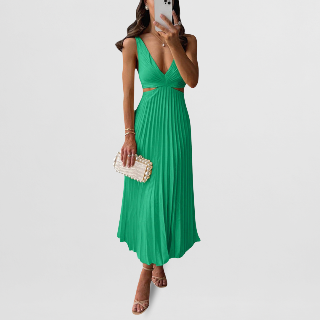 Carina | Plissiertes Midi-Kleid