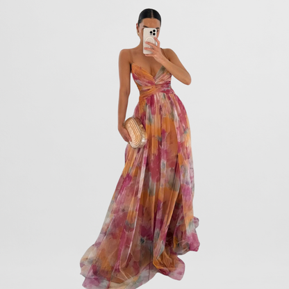 Finja | Blumenmuster Maxi-Kleid