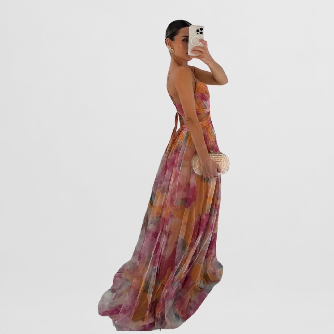 Finja | Blumenmuster Maxi-Kleid