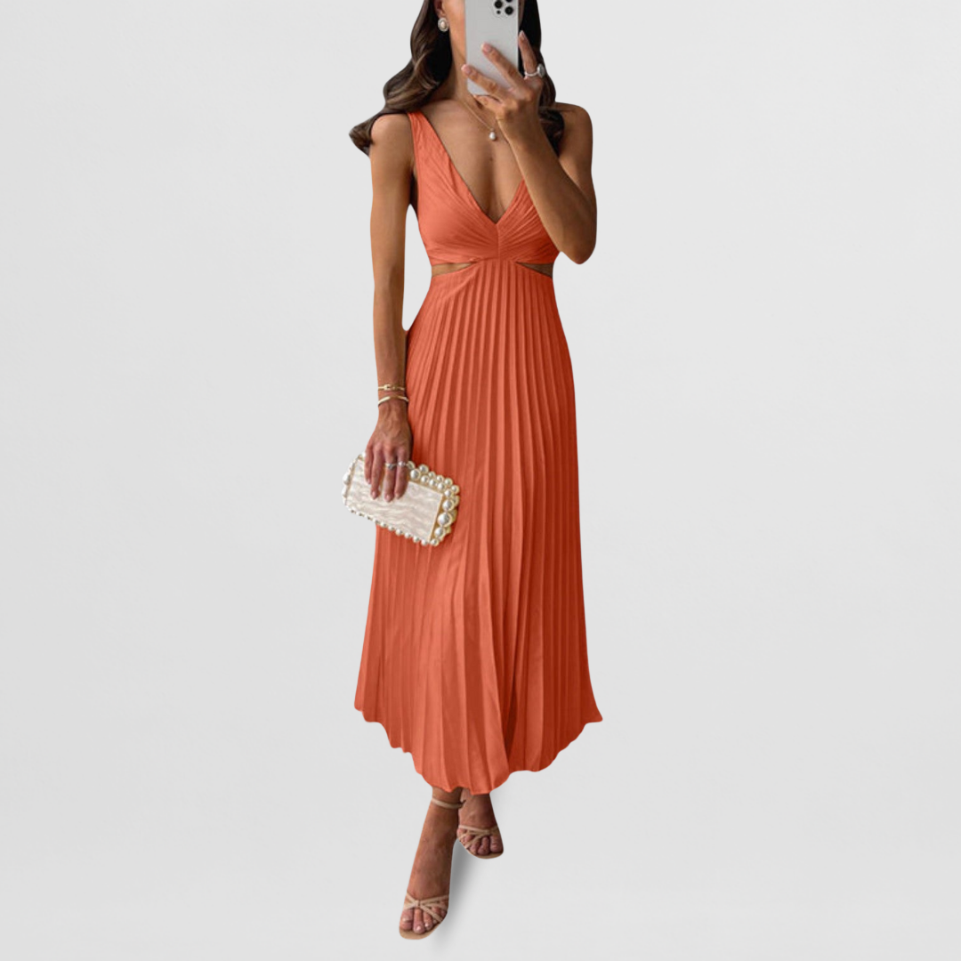 Carina | Plissiertes Midi-Kleid