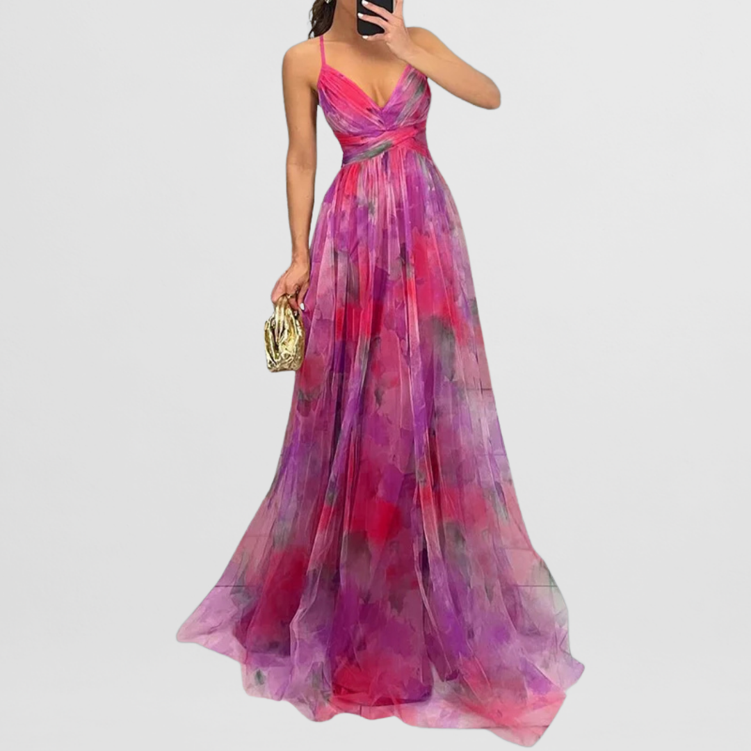 Finja | Blumenmuster Maxi-Kleid